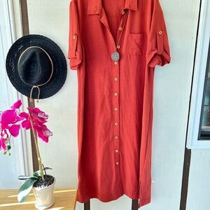 Expressions Button-Up Shirt dress
